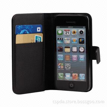 Wallet PU Stand Leather Cover for iPhone 5C with Card Slot, OEM and ODM Orders Accepted